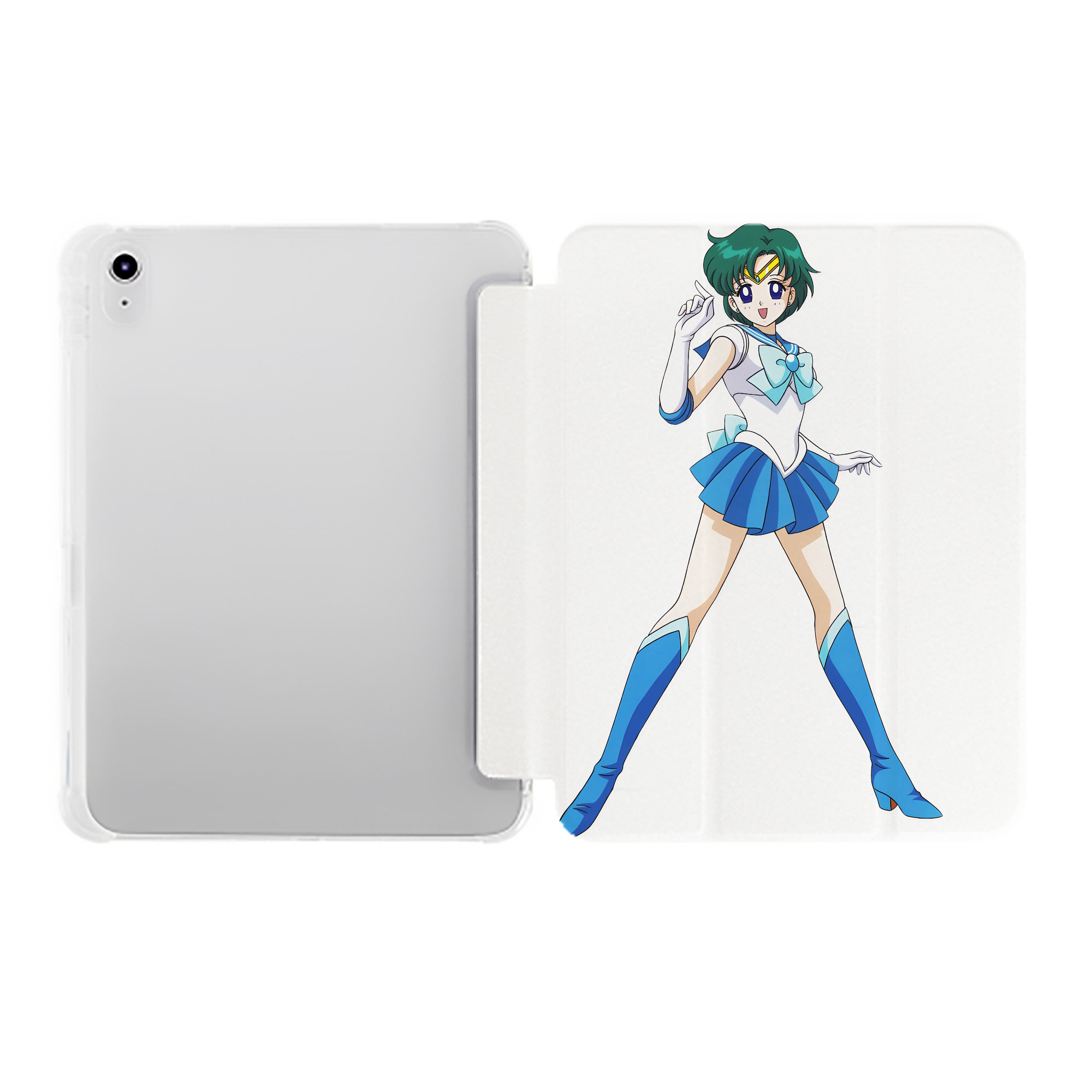 （画像用） 美少女戦士セーラームーン 海王 みちる（かいおう みちる） Sailor Moon Kaiou Michiru IPad ケース ペン収納付き 三つ折りスタンド PUレザー×シリコン 対応機種9.5/10.5/10.9インチ